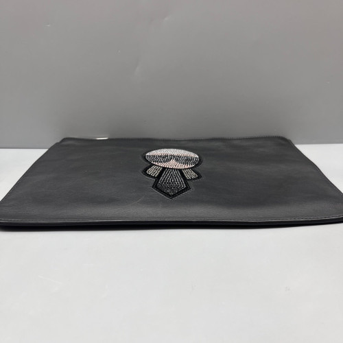 Fendi Strass Clutch Calfskin Black