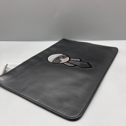 Fendi Strass Clutch Calfskin Black