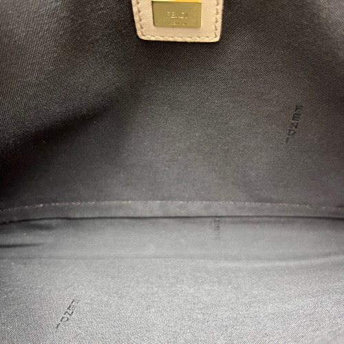 Fendi Logo Embossed Clutch Calfskin Beige