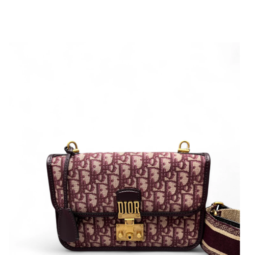 Dior Dioraddict Flap Oblique Calfskin Burgundy Beige