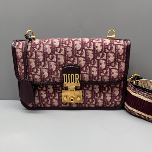 Dior Dioraddict Flap Oblique Calfskin Burgundy Beige