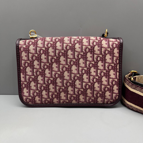 Dior Dioraddict Flap Oblique Calfskin Burgundy Beige