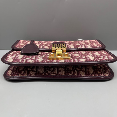 Dior Dioraddict Flap Oblique Calfskin Burgundy Beige