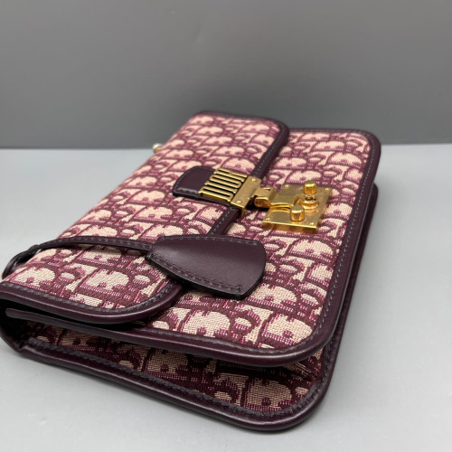 Dior Dioraddict Flap Oblique Calfskin Burgundy Beige
