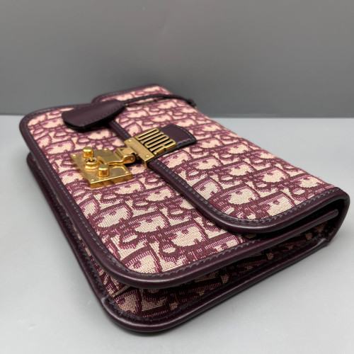 Dior Dioraddict Flap Oblique Calfskin Burgundy Beige