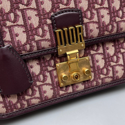 Dior Dioraddict Flap Oblique Calfskin Burgundy Beige