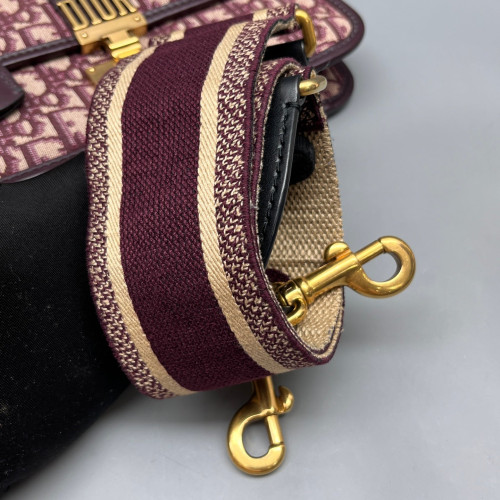 Dior Dioraddict Flap Oblique Calfskin Burgundy Beige