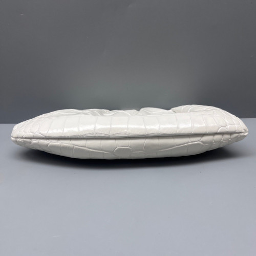 Balenciaga Embossed Clutch Calfskin Crocodile Embossed White