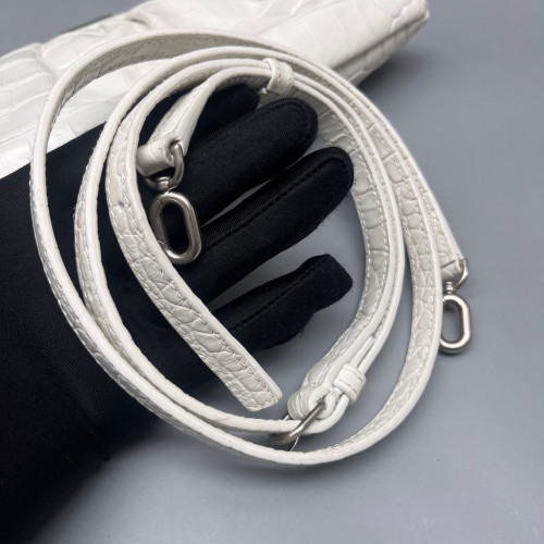 Balenciaga Embossed Clutch Calfskin Crocodile Embossed White