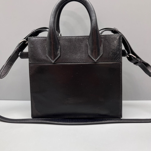 Balenciaga Shoulder Bag Lizard Embossed Calfskin Black
