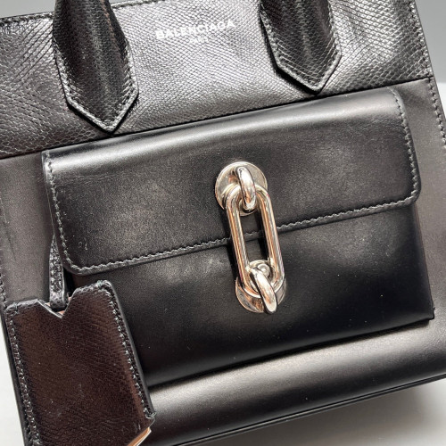 Balenciaga Shoulder Bag Lizard Embossed Calfskin Black