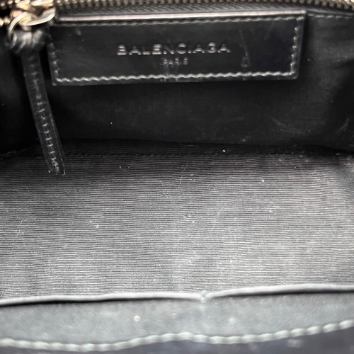 Balenciaga Shoulder Bag Lizard Embossed Calfskin Black
