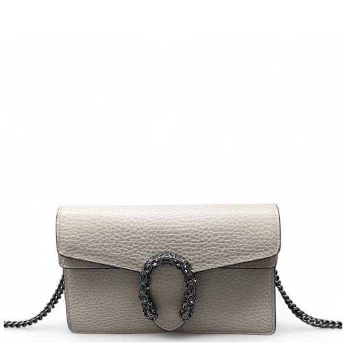 Gucci Strass Super Mini Dionysus Grained Calfskin White