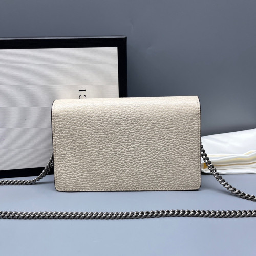 Gucci Strass Super Mini Dionysus Grained Calfskin White