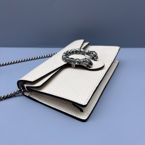 Gucci Strass Super Mini Dionysus Grained Calfskin White