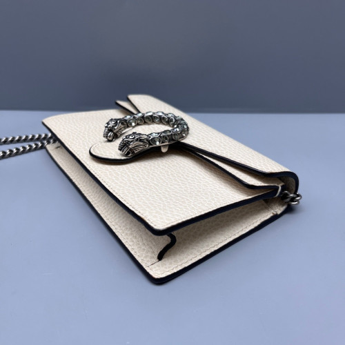 Gucci Strass Super Mini Dionysus Grained Calfskin White