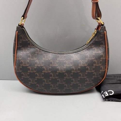 Celine Medium Ava Shoulder Bag Triomphe Brown Tan
