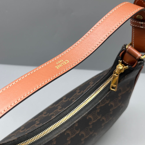 Celine Medium Ava Shoulder Bag Triomphe Brown Tan