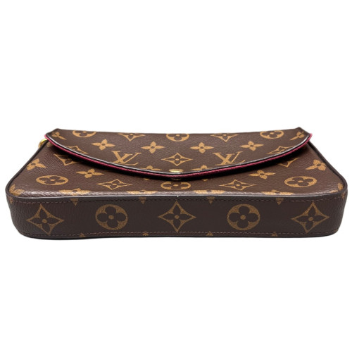 Louis Vuitton Pochette Felicie Chain Wallet Monogram Brown Fuchsia