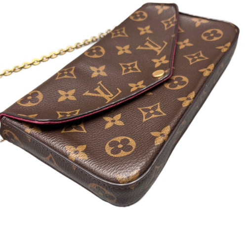 Louis Vuitton Pochette Felicie Chain Wallet Monogram Brown Fuchsia