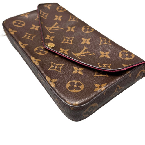 Louis Vuitton Pochette Felicie Chain Wallet Monogram Brown Fuchsia