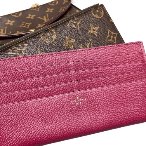 Louis Vuitton Pochette Felicie Chain Wallet Monogram Brown Fuchsia