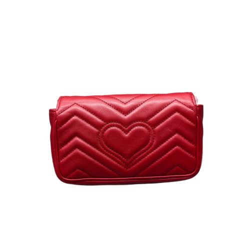 Gucci Chevron Super Mini GG Marmont Calfskin Red Gucci Chevron Super Mini GG Marmont Calfskin Red