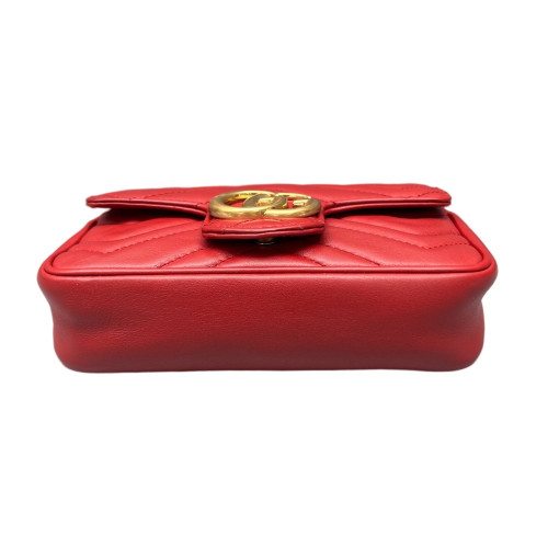 Gucci Chevron Super Mini GG Marmont Calfskin Red Gucci Chevron Super Mini GG Marmont Calfskin Red