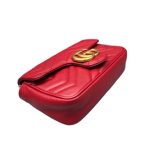 Gucci Chevron Super Mini GG Marmont Calfskin Red Gucci Chevron Super Mini GG Marmont Calfskin Red