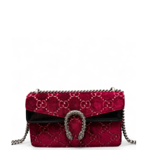 Gucci Crystal Embellished Small Dionysus Velvet Red Black