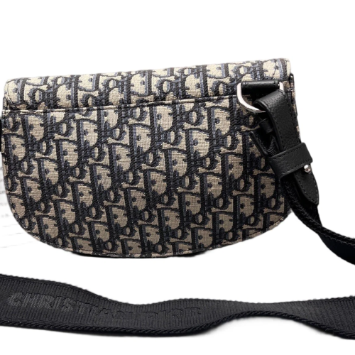 Dior Saddle Bag Oblique Black Beige Blue