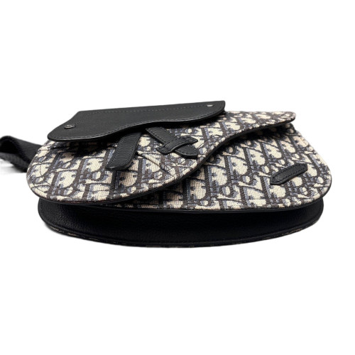 Dior Saddle Bag Oblique Black Beige Blue