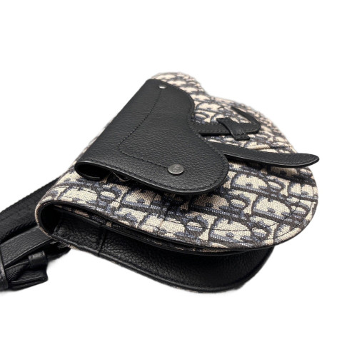 Dior Saddle Bag Oblique Black Beige Blue