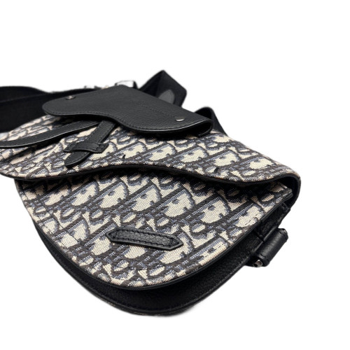 Dior Saddle Bag Oblique Black Beige Blue