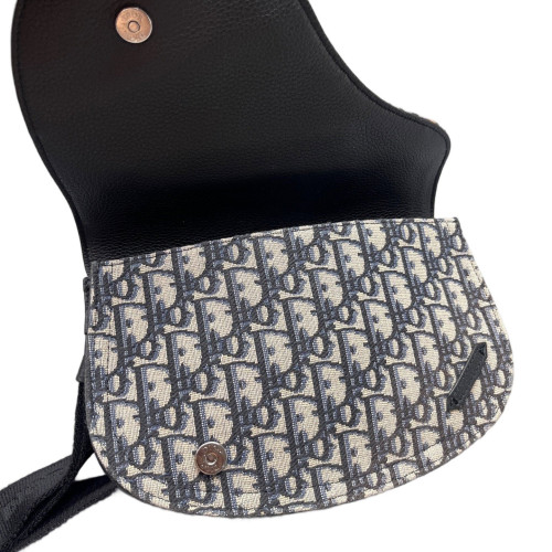 Dior Saddle Bag Oblique Black Beige Blue