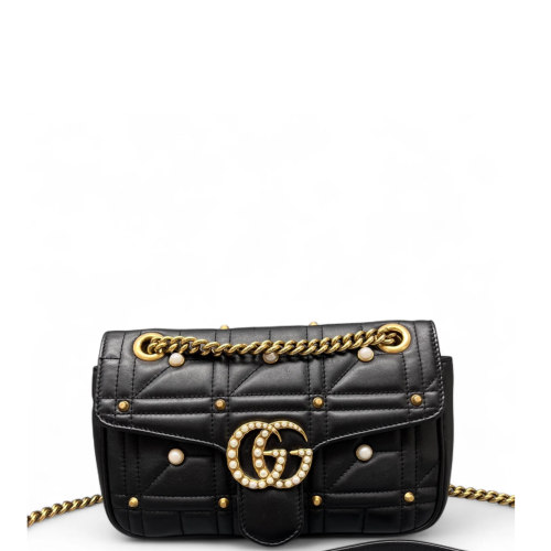 Gucci Studded Small GG Marmont Calfskin Black