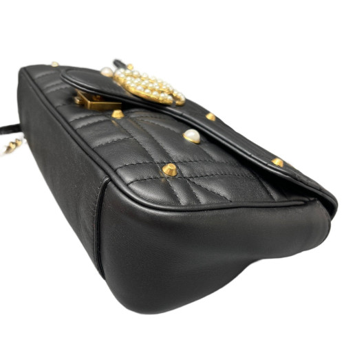 Gucci Studded Small GG Marmont Calfskin Black