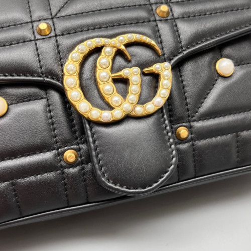 Gucci Studded Small GG Marmont Calfskin Black
