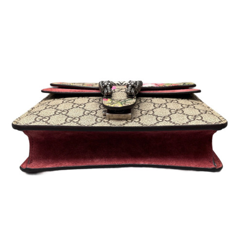 Gucci Flora Mini Dionysus GG Supreme Monogram Beige Pink Red