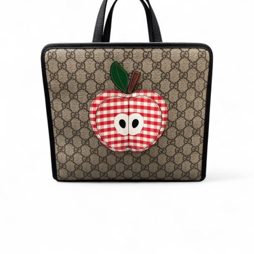 Gucci Children's Printed Tote Bag GG Monogram Beige Black Red