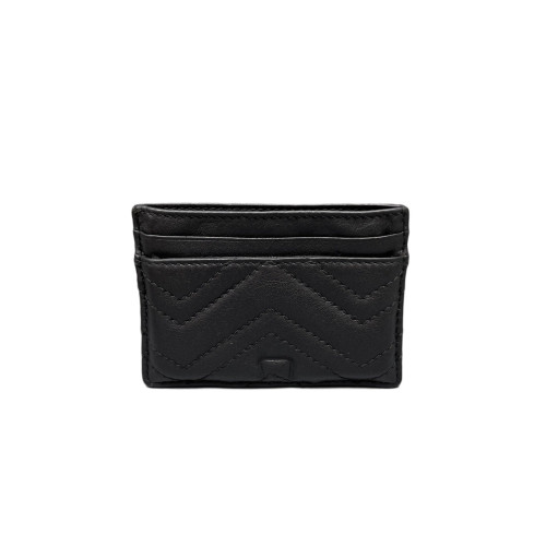 Gucci Chevron Card Holder Lambskin Black