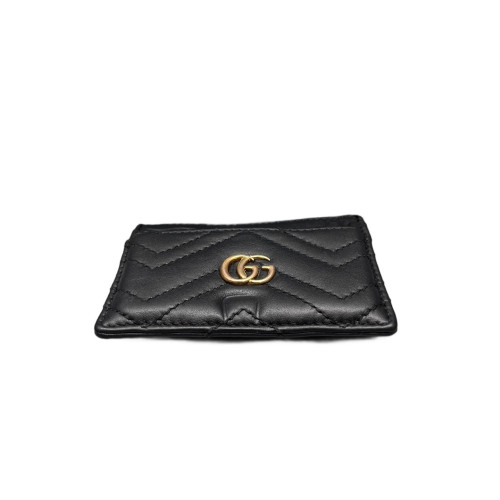 Gucci Chevron Card Holder Lambskin Black