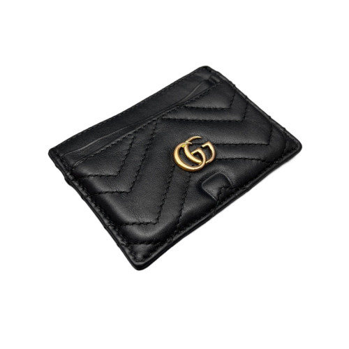 Gucci Chevron Card Holder Lambskin Black