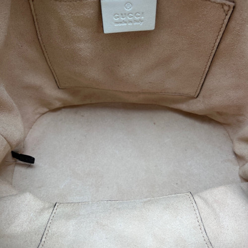 Gucci Chevron GG Marmont Bucket Bag Calfskin White