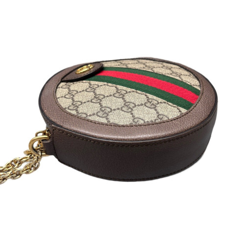 Gucci Mini Ophidia Round Bag GG Supreme Monogram Brown Beige Green