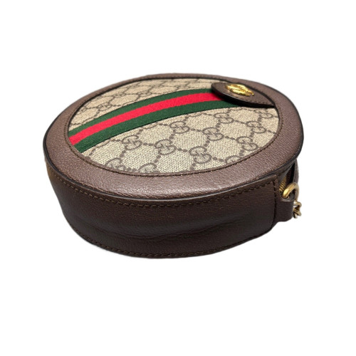 Gucci Mini Ophidia Round Bag GG Supreme Monogram Brown Beige Green