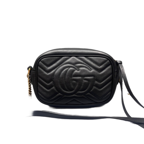 Gucci Chevron Mini GG Marmont Chain Shoulder Bag Calfskin Black Gucci Chevron Mini GG Marmont Chain Shoulder Bag Calfskin Black