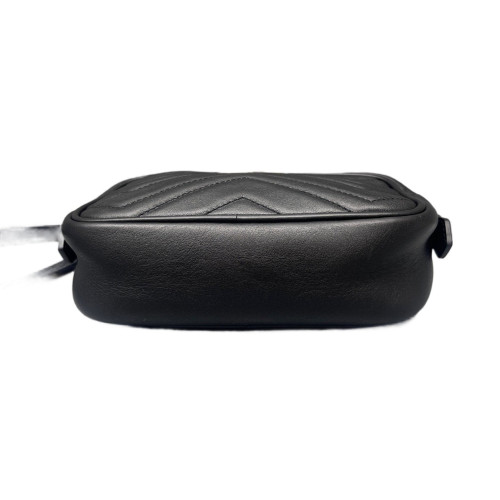 Gucci Chevron Mini GG Marmont Chain Shoulder Bag Calfskin Black Gucci Chevron Mini GG Marmont Chain Shoulder Bag Calfskin Black
