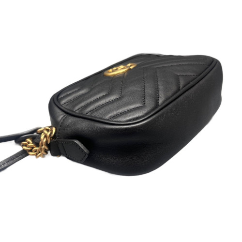 Gucci Chevron Mini GG Marmont Chain Shoulder Bag Calfskin Black Gucci Chevron Mini GG Marmont Chain Shoulder Bag Calfskin Black
