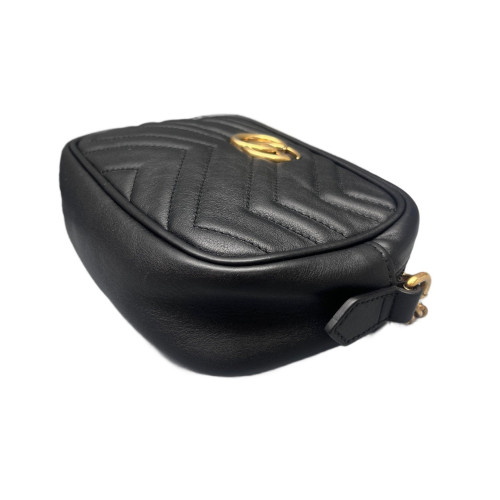 Gucci Chevron Mini GG Marmont Chain Shoulder Bag Calfskin Black Gucci Chevron Mini GG Marmont Chain Shoulder Bag Calfskin Black
